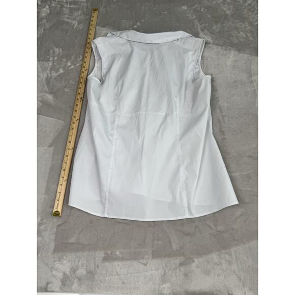 Apostrophe Shirt Womens 20wWhite Solid Button Up Sleeveless Collared Stretch - Picture 3 of 4